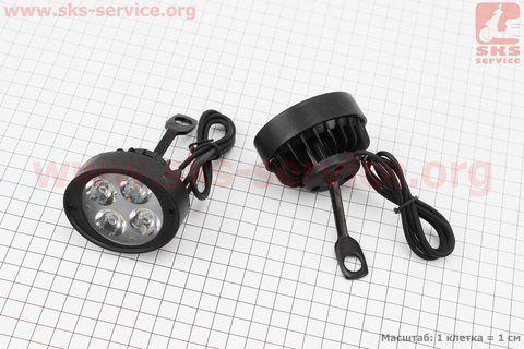 Фара дополнительная светодиодная влагозащитная (65*55mm) - 4 LED с креплением под зеркало, к-кт 324494 фото