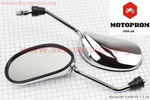 Дзеркала хром мотоцикл, мопед, скутер к-кт, м10 ХРОМ 301255 фото
