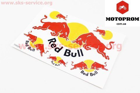 Наклейки на мотоцикл,мопед,скутер планшет Наклейки набор 6шт "Red Bull" 7069A (26х17см) 502265+ фото