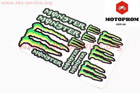 Наклейки на мотоцикл,мопед,скутер Наклейки набор 12шт "Monster" 7054 (17х26см) 502257+ фото