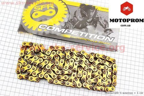 Цепь усиленная (SFR) Цепь привода колеса 428Н*128L GOLD Geon x road light 200, Yamaha ybr. 324313 фото