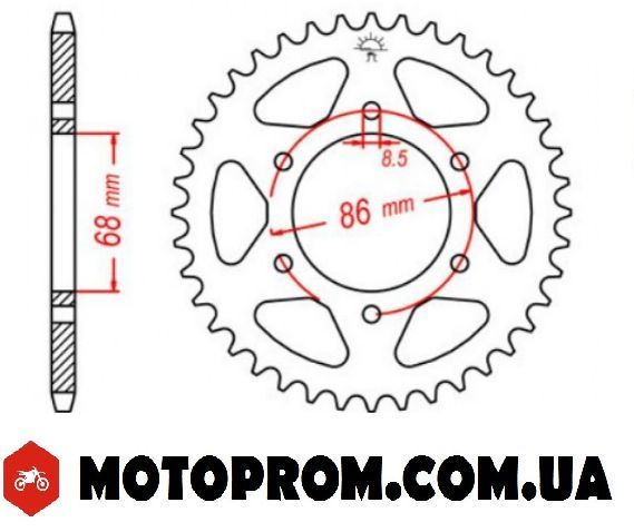 Задня зірка на Loncin - LX300-6 задня Зірка 520Н оригінал. r473 фото