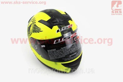 Мотошлем (LS2) Шлем закрытый ROOKIE FAN MATT FF352 XL - ЖЕЛТЫЙ матовый с рисунком черным 330721 фото