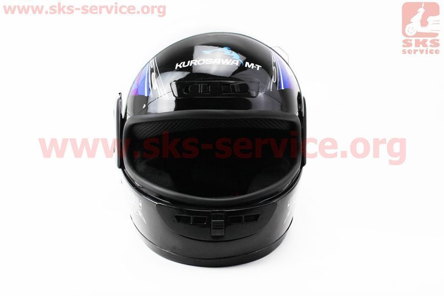 Шлем для мото скутер мопед Шлем закрытый HF-101 S- ЧЕРНЫЙ с сине-серым рисунком Q23-BL (KUROSAWA) 330868+ фото