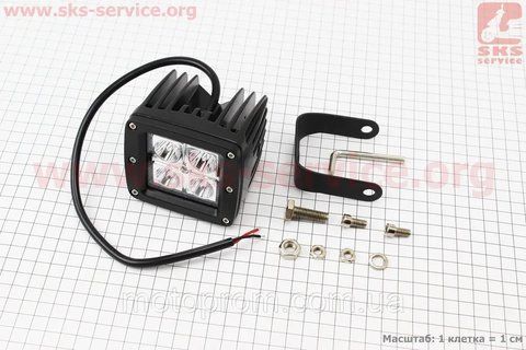 Фара додаткова світлодіодна вологозахисна - 4 LED з кріпленням, прямокутна 82*76мм 324544 фото